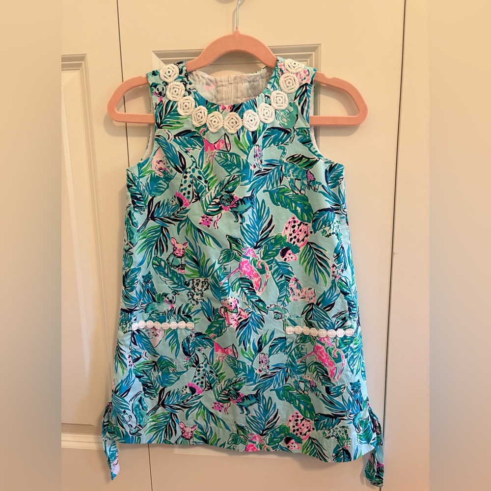 Lilly Pulitzer Tropical Leaf Kids Dress - Blue and Pink